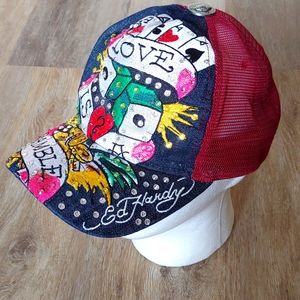 Ed Hardy Bling Graphic Trucker Cap Hat